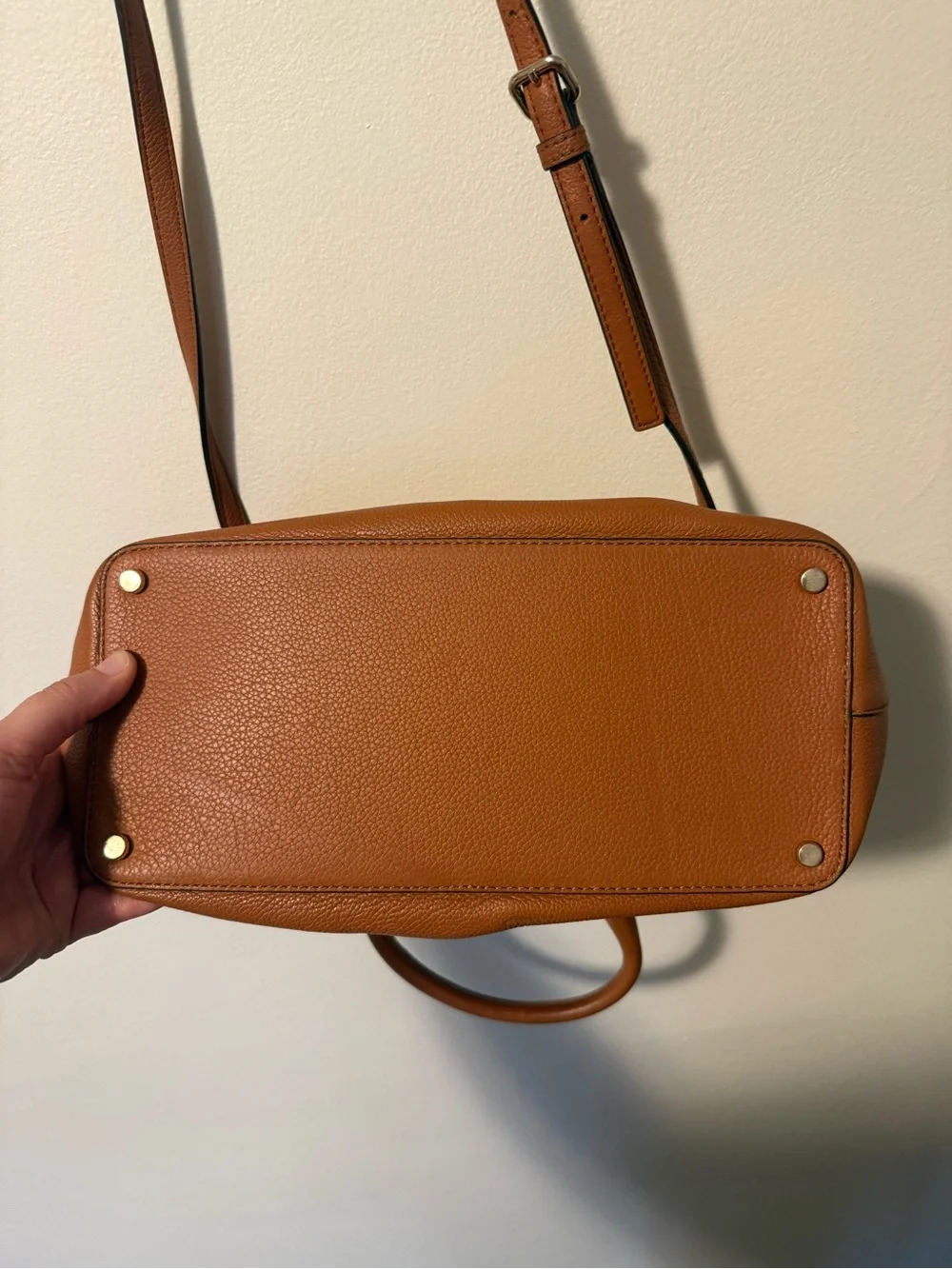 kate spade tan brown pebbled leather satchel GUC